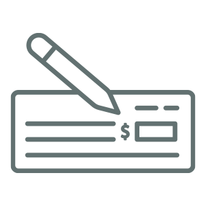 A drawing of a cheque and pencil